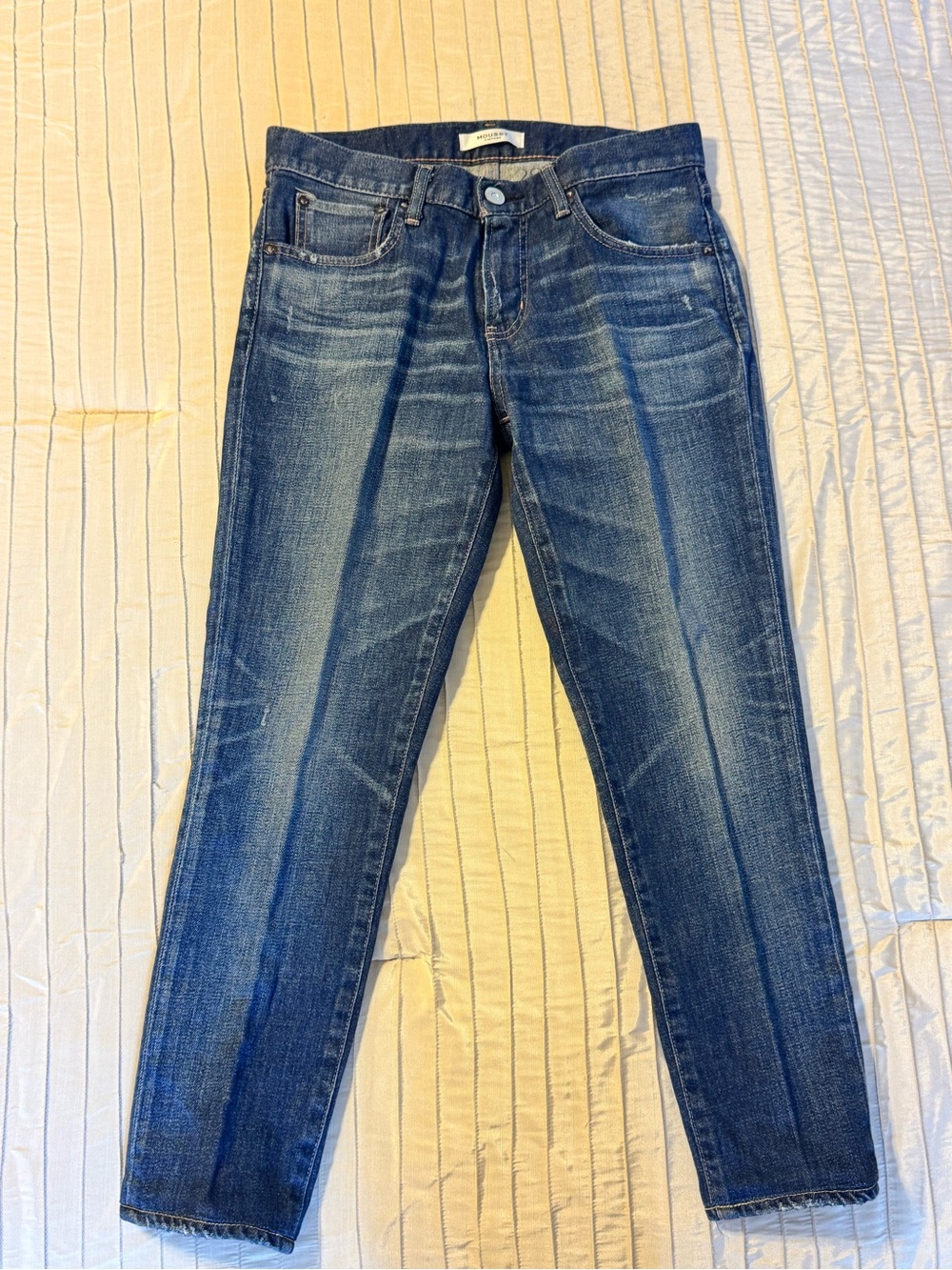 Moussy Dark Blue Faded Straight Jeans